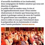 Article du Journal Municipal d'Aigues-Vives (Gard) sur les Automnales de Théâtre 2017