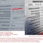 Permis de construire affichés par les entreprise ANNA B et ZOE B pour la construction de 3 maisons chemin des Horts à Aigues-Vives à Aigues-Vives